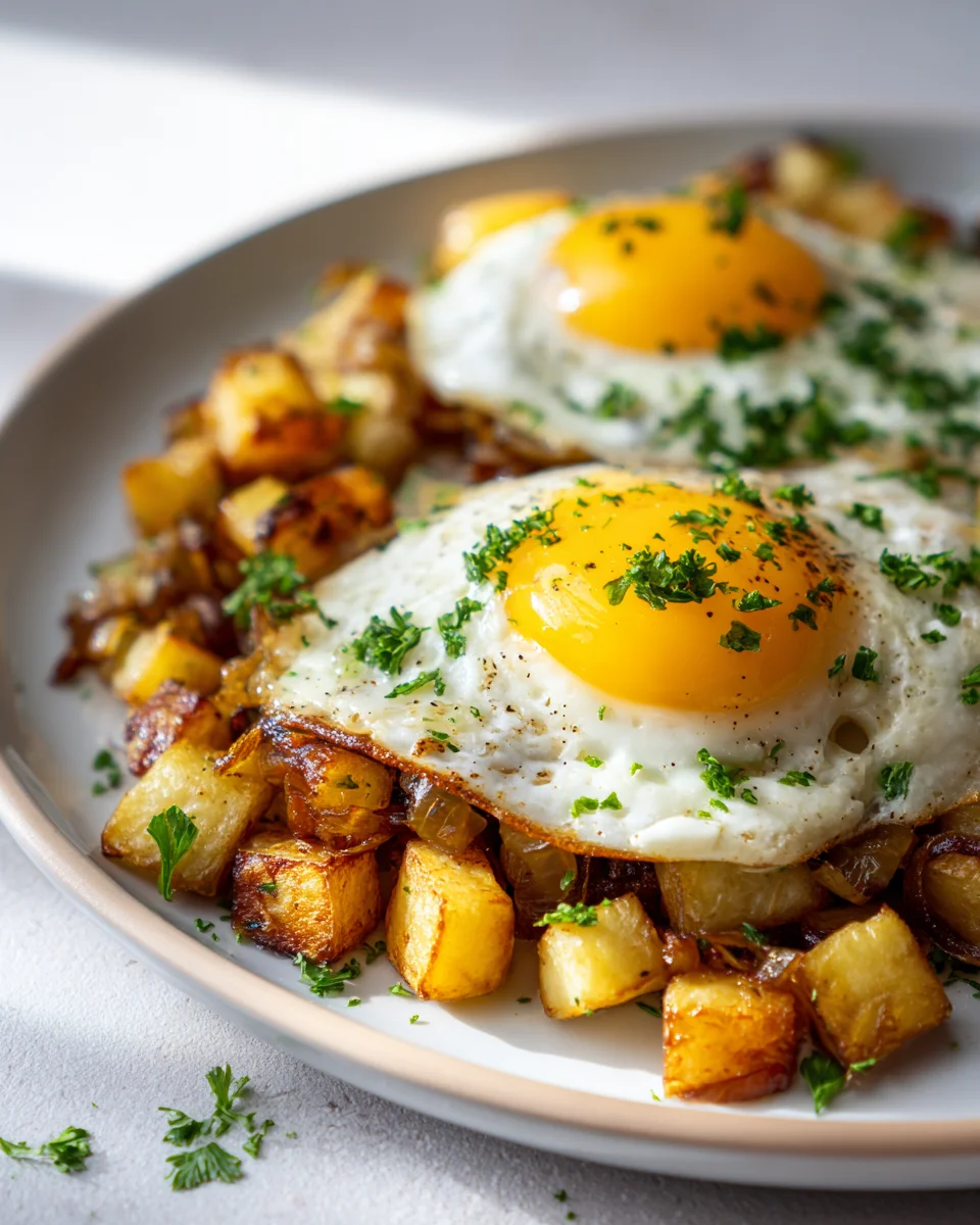 Leckere Spiegelei Pfanne mit Kartoffeln & Zwiebeln – Schnell!