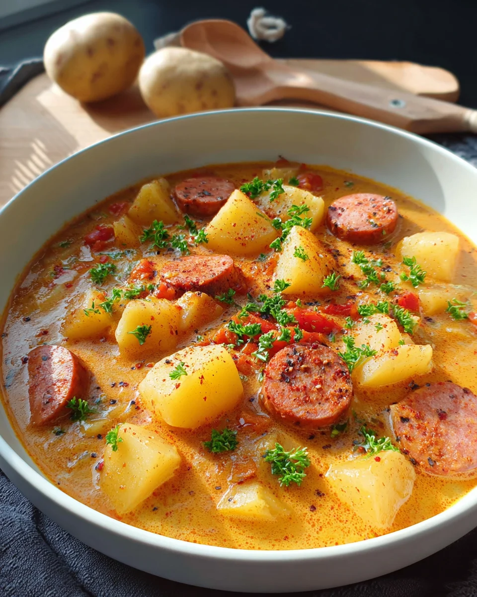 Kartoffelgulasch mit Rinderwürstchen