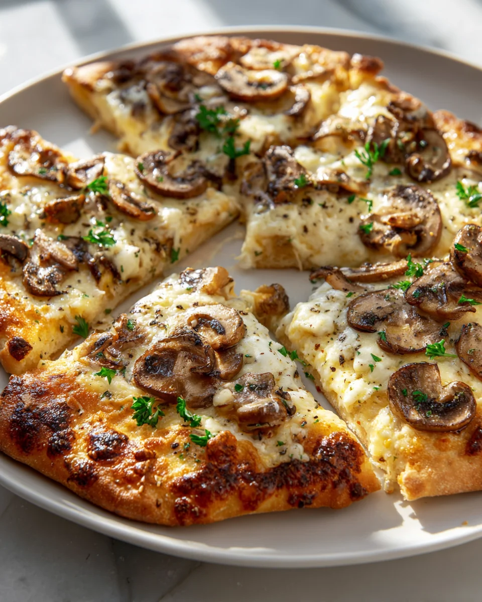 Käse-Liebhaber-Pizza mit Pilzen und knusprigem Boden