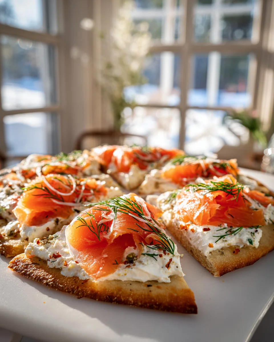 Räucherlachs-Cheesecake-Fladen mit Dillzauber