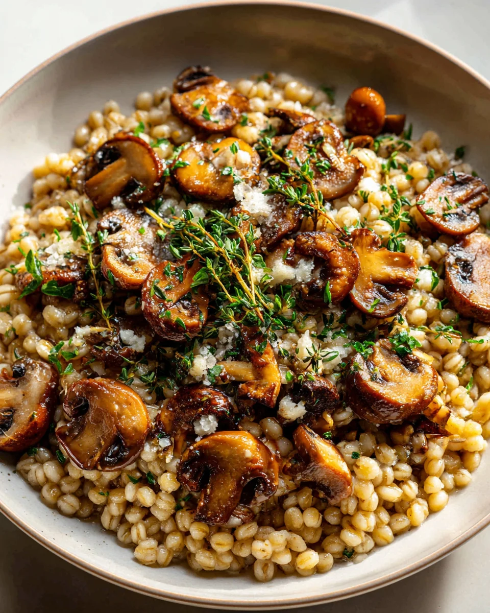 Knoblauch-Pilz-Brauner-Bulgur-Pfanne mit frischen Kräutern
