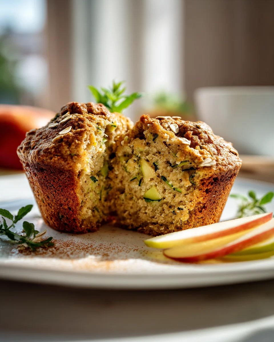 Zucchini-Haferfrühstücksmuffins mit Apfelmus Rezept