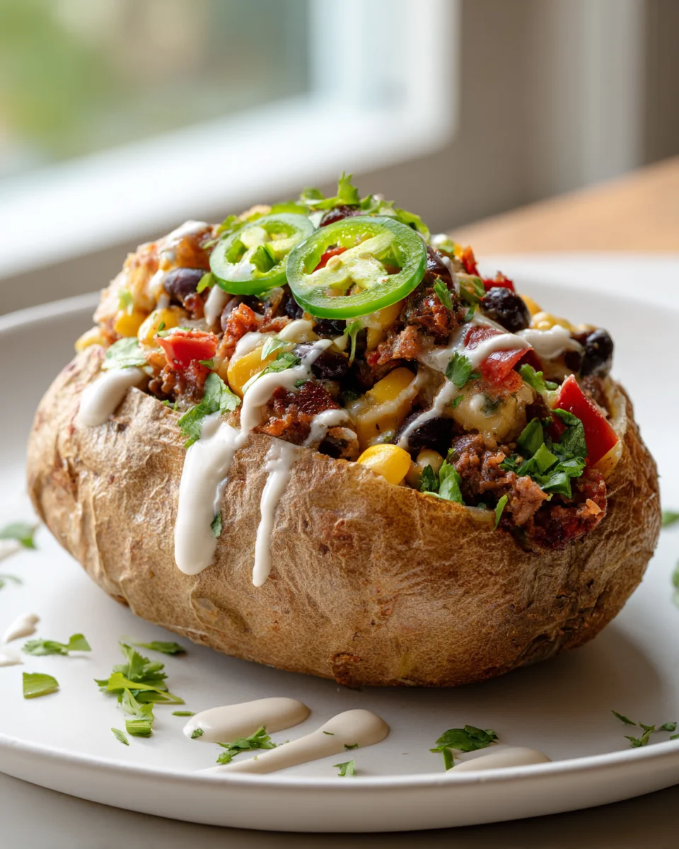 Southwest Steak gefüllte Ofenkartoffeln mit Jalapeños & Crema
