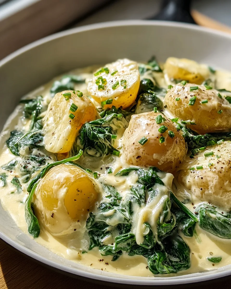 Leckere Spinatkartoffeln mit Käse-Sahne-Sauce Rezept