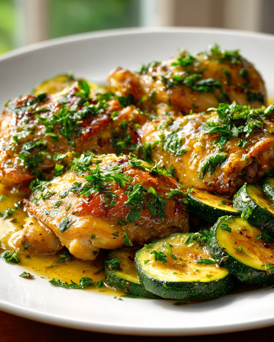 Knoblauchbutter-Hühnchen mit gerösteter Zucchini Rezept