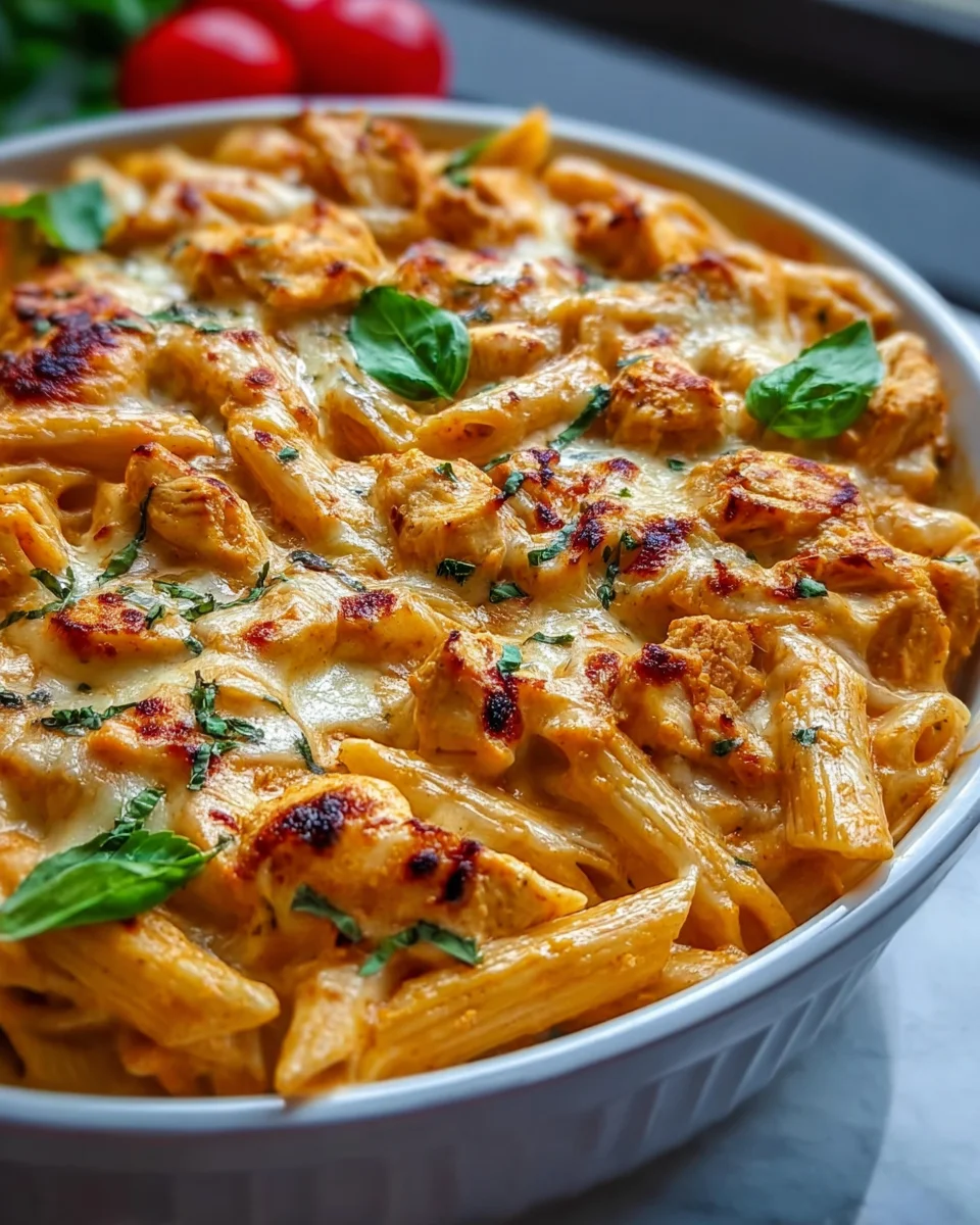Gebackene Hähnchen-Mozzarella-Pasta