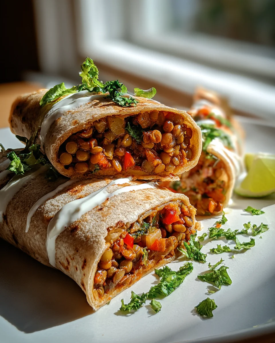 Herzhafte Linsen-Walnuss-Burritos genießen!