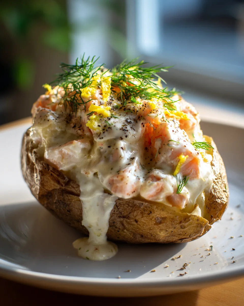 Lachs-Zitronen-Creme gefüllte Ofenkartoffeln