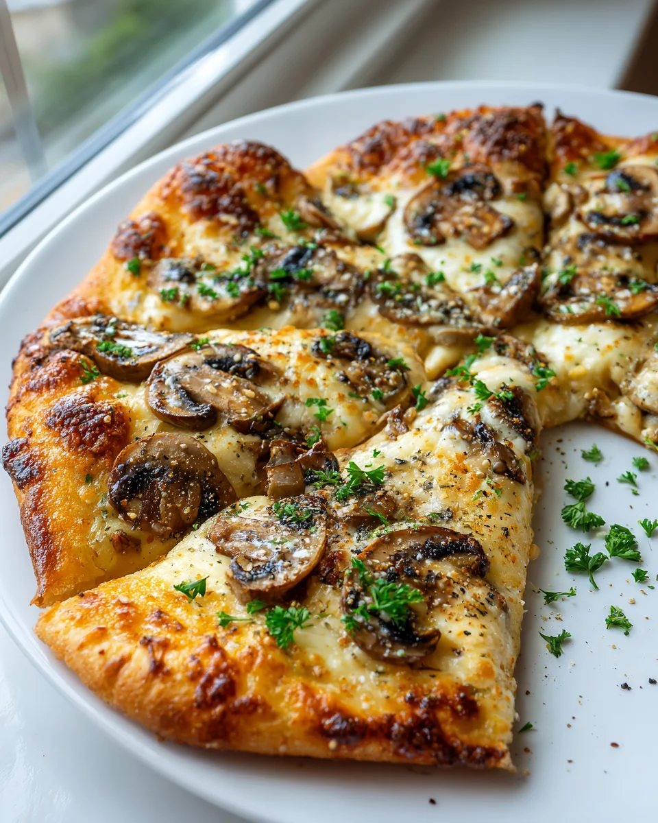 Käse-Liebhaber-Pizza mit Pilzen und knusprigem Boden