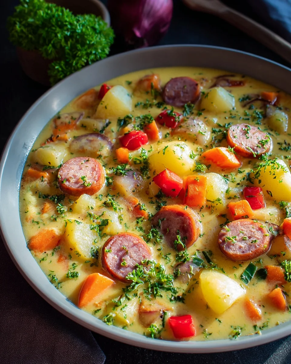 Herzhafter Eintopf mit Kartoffeln und Würstchen Rezept
