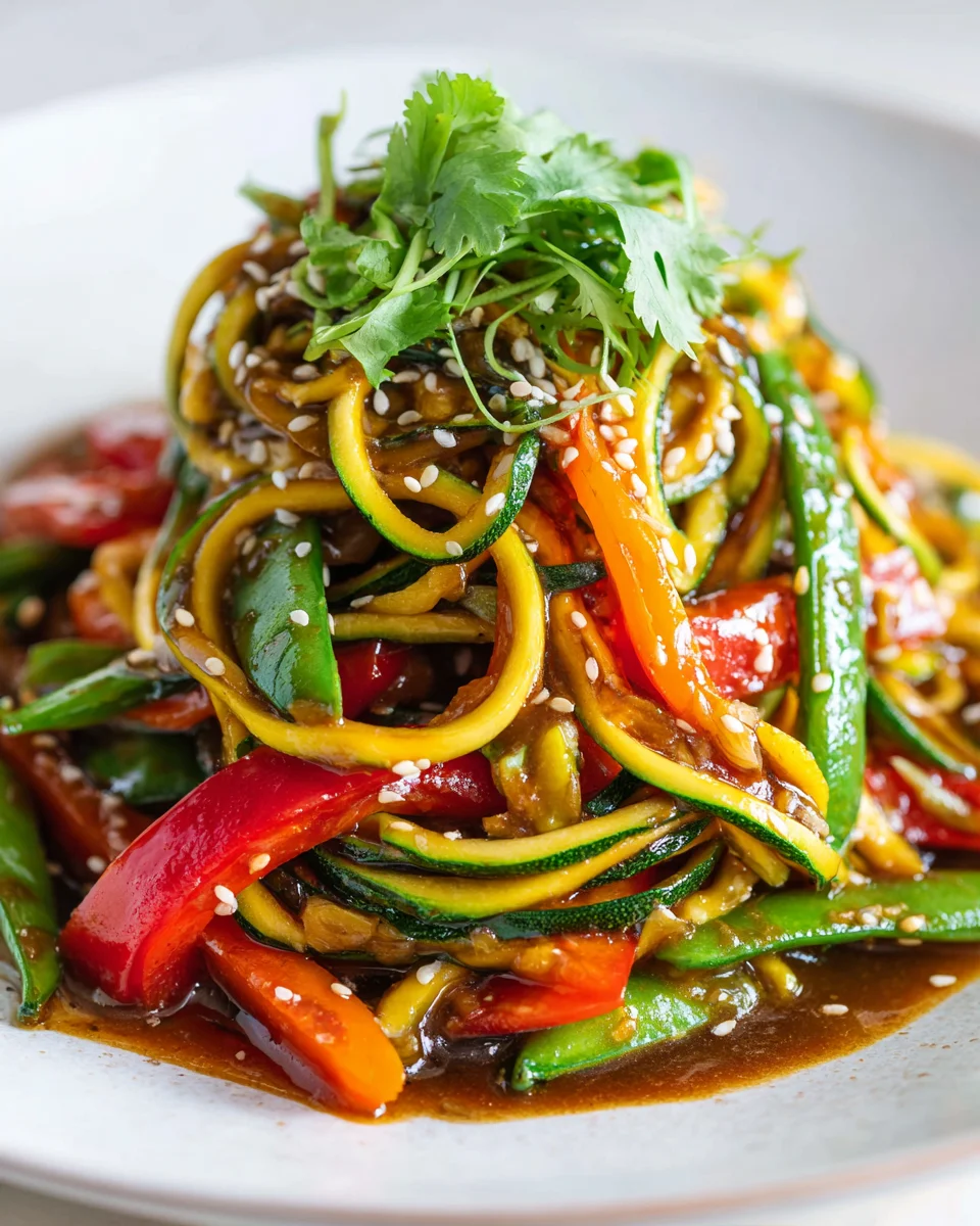 Zucchini-Nudeln Pfannengericht mit Knoblauch-Sojasauce