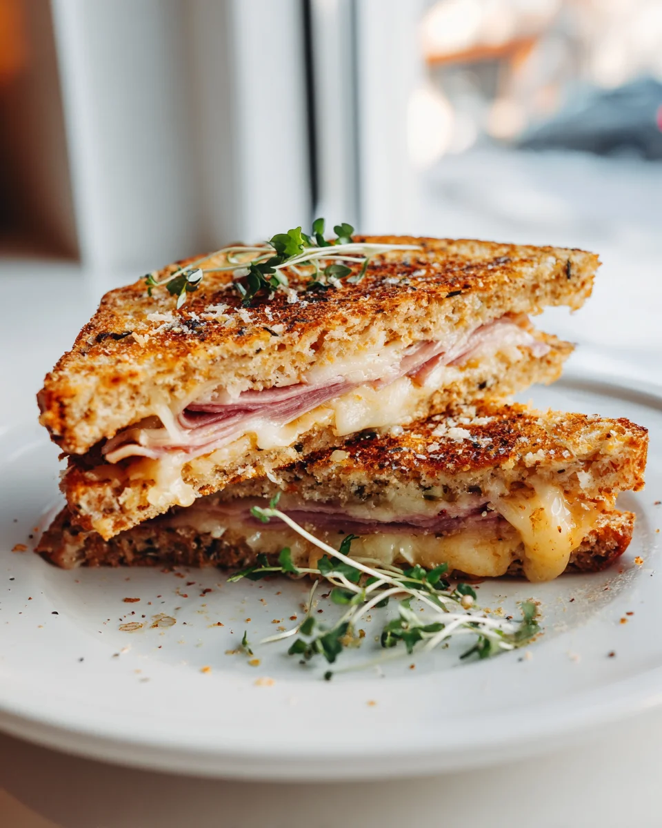 Herzhafter Hafer-Panini mit Rinderham und Käse