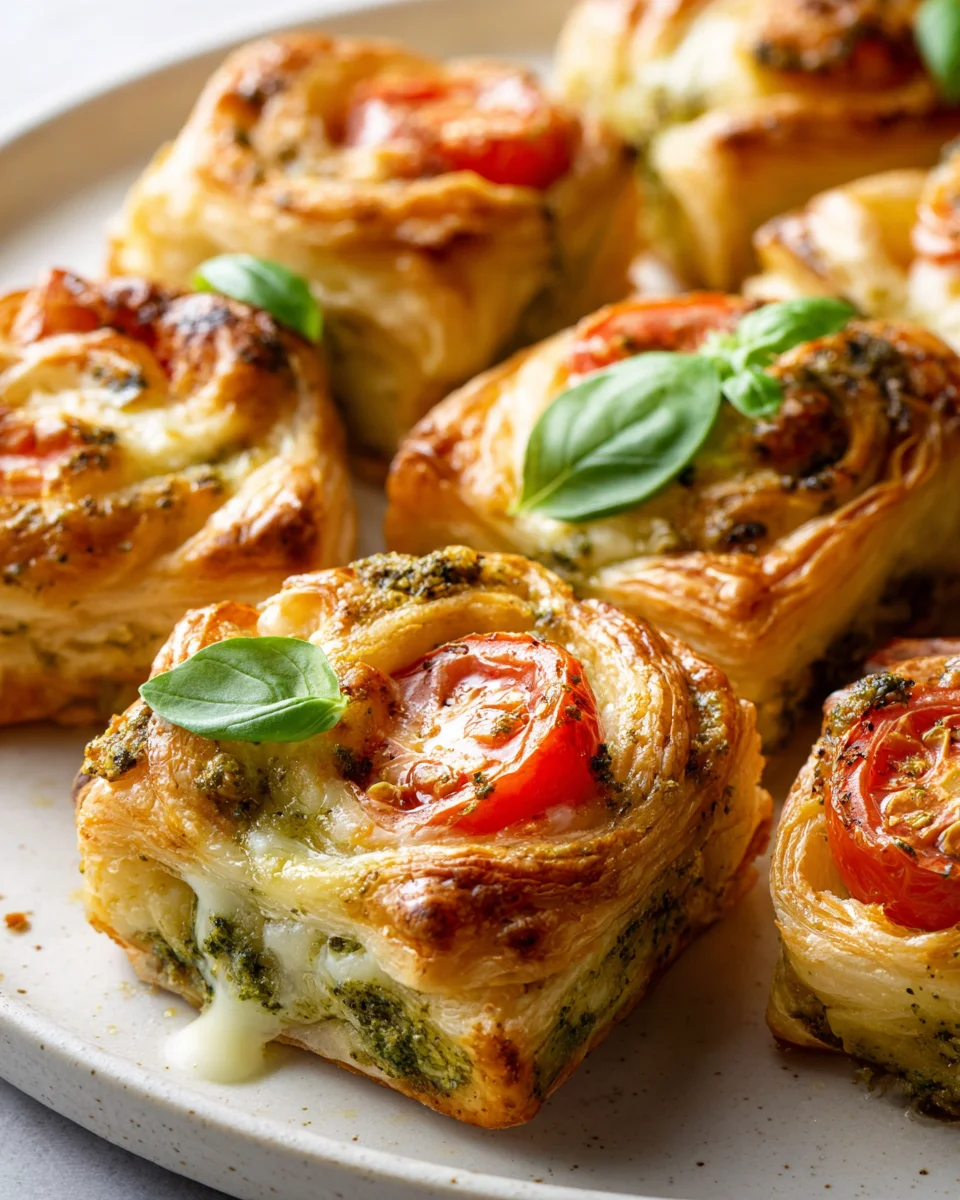 Pesto-Tomaten-Käse-Blätterteigbissen: Leckeres Rezept!
