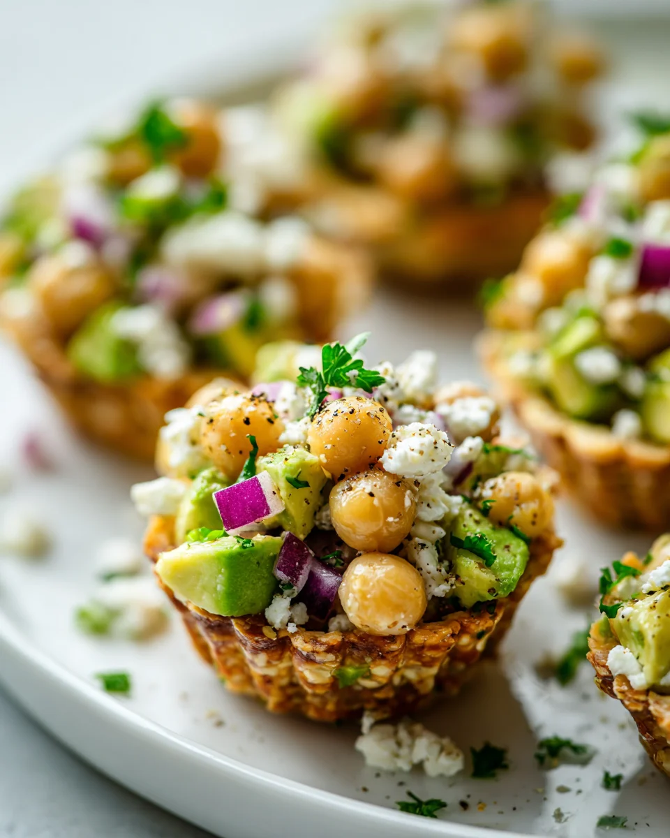 Mini Kichererbsen-Feta-Avocado-Salat für Partys genießen!