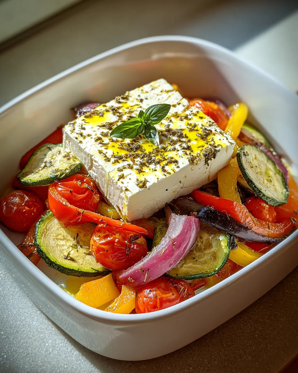 Gebackener Feta auf mediterranem Gemüse – Köstlich und einfach!
