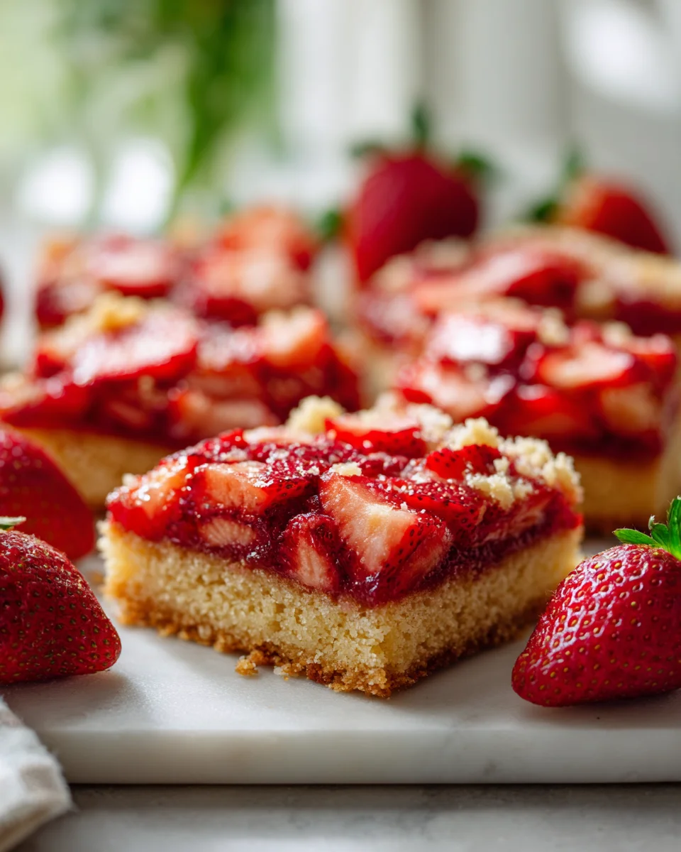 Sheet Pan Erdbeer-Shortbread-Cookie-Bars mit Topping