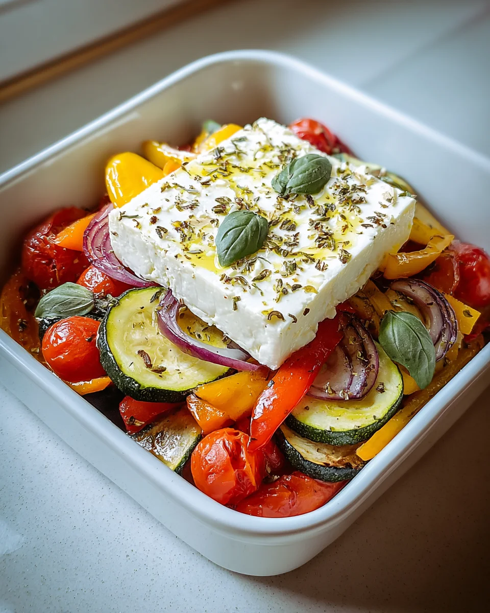 Gebackener Feta auf mediterranem Gemüse – Köstlich und einfach!