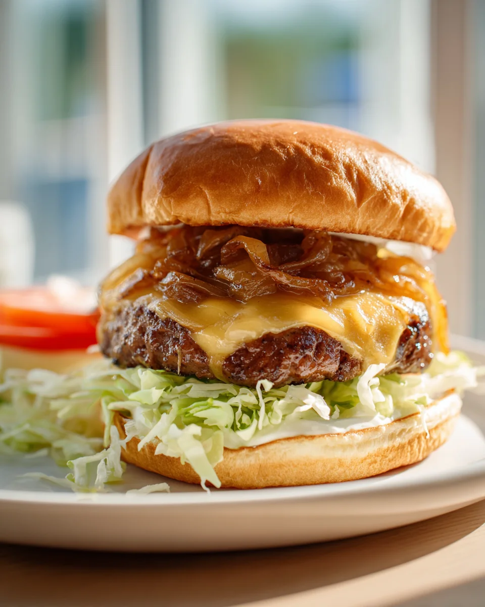 Oklahoma Onion Smashburger mit karamellisierten Zwiebeln Rezept