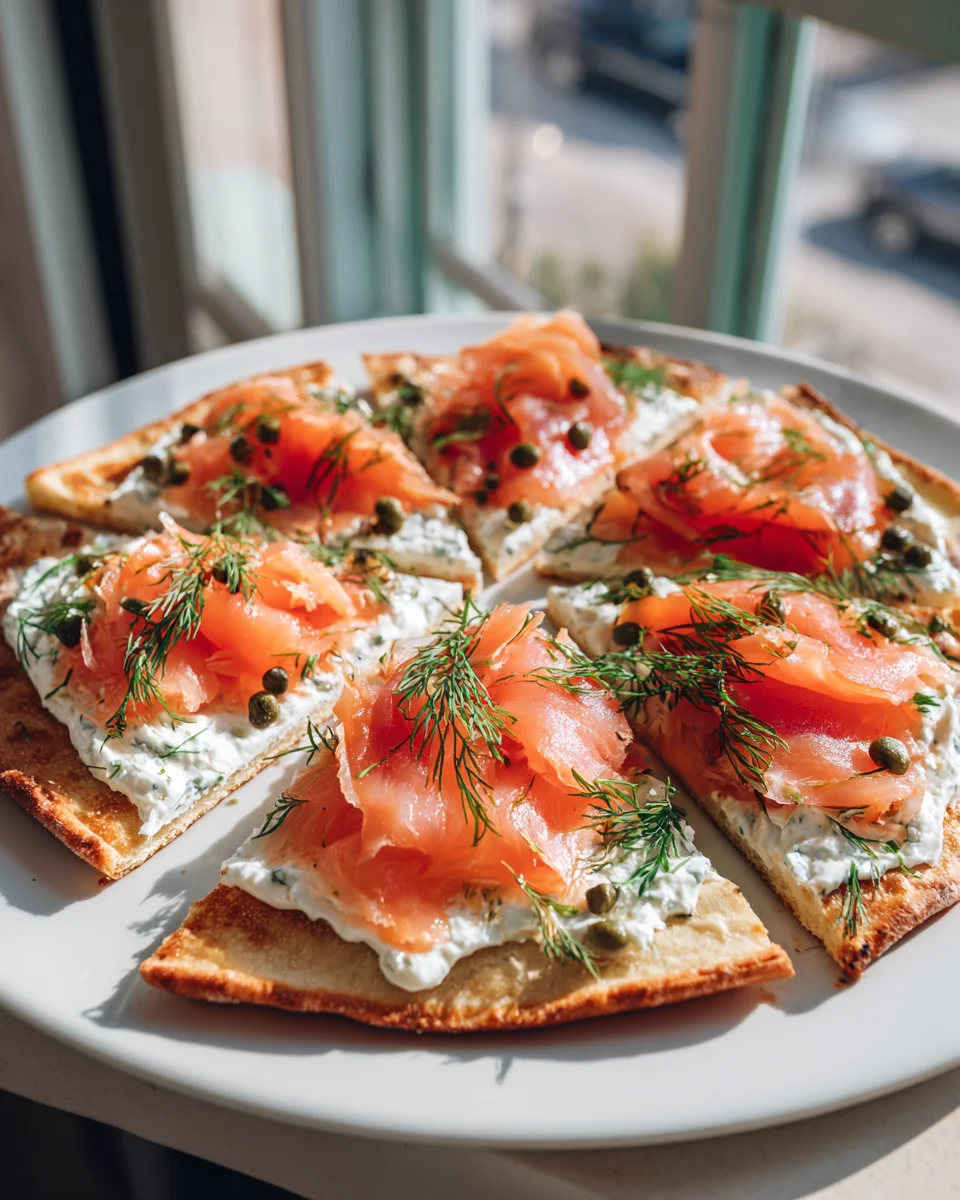 Räucherlachs-Cheesecake-Fladen mit Dillzauber