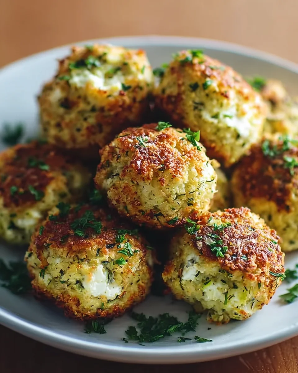 Knusprige Zucchini Feta Bällchen aus dem Ofen - Lecker!
