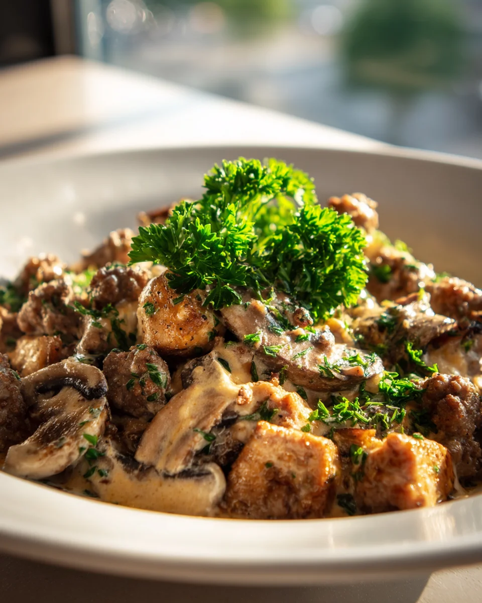 Würzige Hackfleisch-Pilz-Pfanne in Minuten